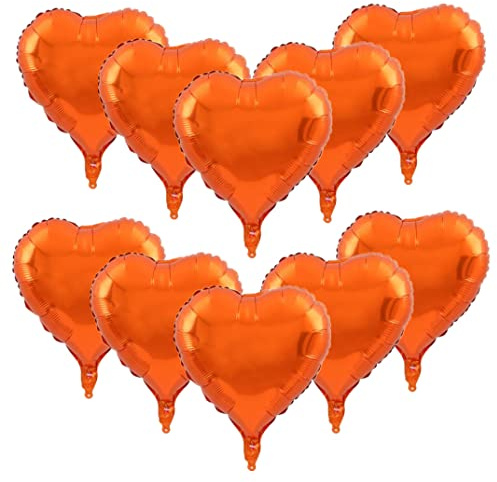 Zhiheng 10 Stück Herz-Folienballons Helium Geburtstag Hochzeit Valentinstag Globos Party Dekoration Luftballon (orange)