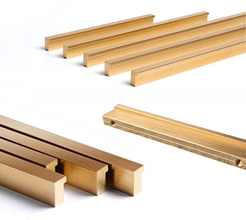Voleseni Schrankgriffe L 90°,Schubladengriff Aluminium Kabinett Möbelgriffe Schrank Türgriffe Küche Griffe Kupfer Gold