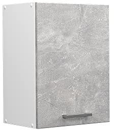 Vicco Hängeschrank R-Line, hängender Küchenschrank, Beton/Weiß, 45 cm