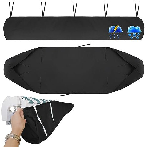 Funda Protectora Para Toldos Jardín Para Patio, Cubierta Protectora Contra La Intemperie, Bolsa De Almacenamiento Para Impermeables Invierno, Manual Cubierta Antipolvo Para Patio (2M,Black)
