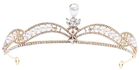 WOONEKY Kronen-stirnband Für Mädchen Mit Perlen Und Haarschmuck Für Braut Und Hochzeit Und Strass Für Partys Und Kostüm-requisiten
