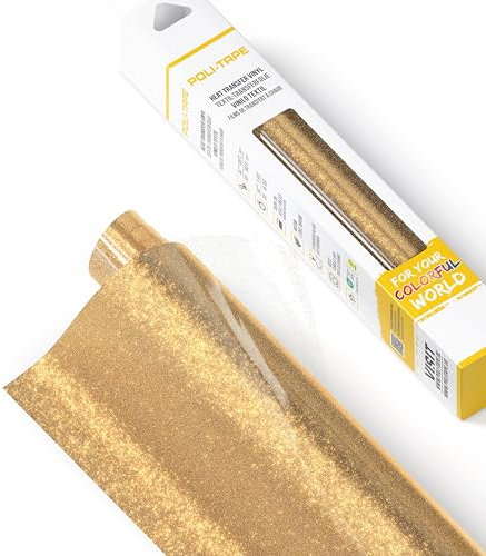 POLI-FLEX® PEARL GLITTER® - Glitzerfolie für Textilien – Flexfolie mit Glitter-Effekt zum Aufbügeln, Plotterfolie für DIY Shirts, Light Gold, 30,5 cm x 61 cm