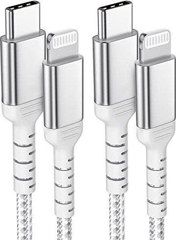ULIFTUS USB C Lightning Cable [1M, 2Pack], Braided Nylon USB C to Lightning Lead PD Fast Charging Cord for Apple iPhone 14 13 12 11 Pro Max Xs Xr X 8 7 6 Plus SE (Silver)