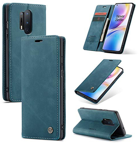 FERLAN Wallet Serie Handyhülle für OnePlus 8 Pro Hülle,Leder Klappbar Flip Case Cover 360 Stoßfeste Case für OnePlus 8 Pro,Blau