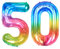 Ponmoo 40 Zoll Foil Luftballon Zahlen 50 Neon Regenbogen (101cm), Helium oder Luft, Riesige Folienballons Nummer 0-100, Große Ballons für Hochzeitstag und Geburtstagsparty Ballon Dekoration