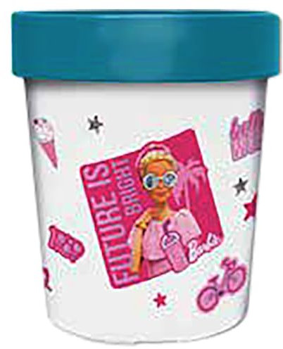 Bicchiere bianco azzurro e rosa per bambini in plastica Barbie 260 ml con base antiscivolo