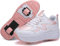 Schuhe mit Rollen für Jungen und Mädchen, Einziehbare Hinterräder Skateboardschuhe, Sportschuhe, Turnschuhe, Kinder und Erwachsene, 2-in-1-Multifunktionsrollschuhe mit 2 Rädern,Pink-38 EU