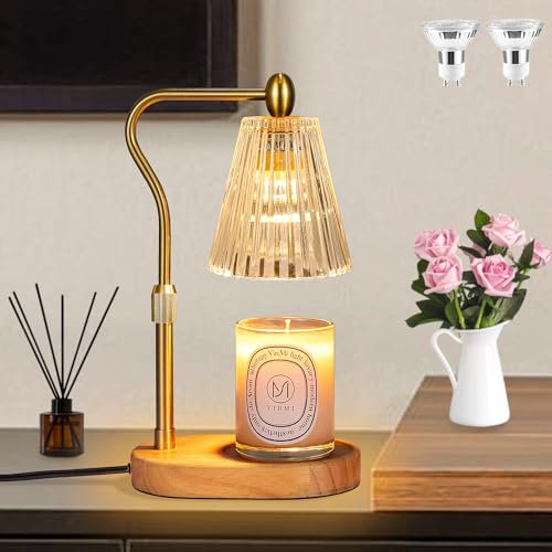 Loowoko Candle Warmer Lamp with Timer Dimmer, Adjustable Height, Electric Wax Warmer Vintage Home Decor, Gifts for Mom, Candle Melter Light for Scented Jar Candles