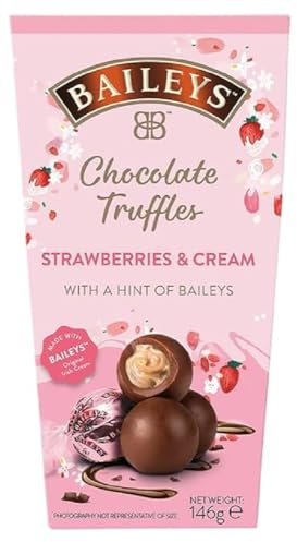 Baileys Chocolate Truffles Strawberry & Cream| 1 x 146 g | einzeln verpackte Pralinen | Pralinen Geschenk | gefüllt mit Likör