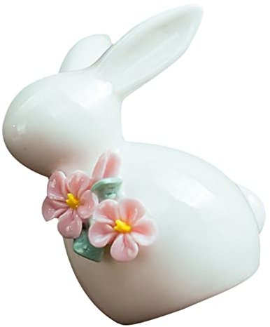 BESPORTBLE Kaninchen Aus Blumenkeramik Ostern Deko Figuren Hasenornament Hasenfigur Porzellan Mini-hasenfiguren Keramik Hase Osterdekoration Modelle Ornamente Haushalt Weiß