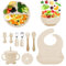Bizcasa Vajilla para Bebés de Silicona,11 Piezas Vajilla de Silicona Plato Bebe Ventosa,Para Niños Aprender,Tazón de Platos,Cuchara de Babero,Tenedor,Taza de agua potable–Libre BPA