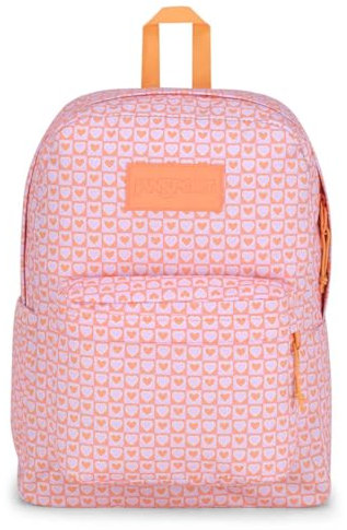 JanSport Superbreak Plus Backpack - Work, Travel, or Laptop Bookbag with Water Bottle Pocket, Hyped Hearts Pink, One Size, Superbreak Backpack - Durable, Lightweight Premium Backpack