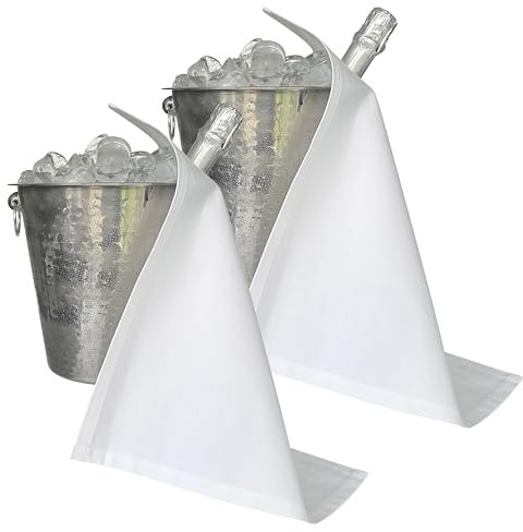 BOTTLECLOTHS - Original Collection, Chiffons pour Bouteilles pour Seaux à Glace, Coton, 42 cm, Trou d'angle, Cercle Piqué (Blanc, Paquet de 2)