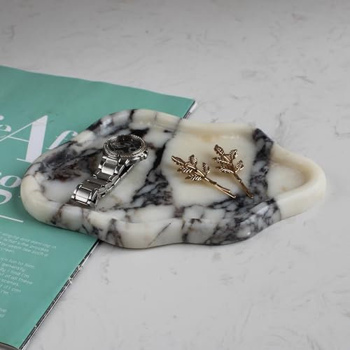 Nawgnail Marble Cloud Shape Tray, Trinket Dish, Ring Dish Key Tray Asethetic Home Décor, Gift for Wome (Calacatta Viola)