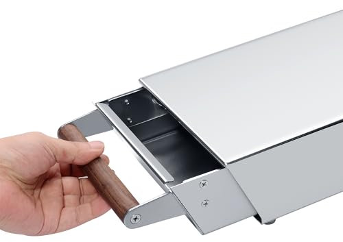 Normcore Espresso Knock Box Drawer, Espresso Knocker Drawer, 304 Stainless Steel With Walnut Wood Hand, For Home, Office, Restaurant and Coffee Shop, Mirror Finish, Size: M