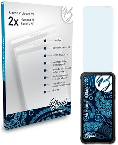 Bruni Schutzfolie kompatibel mit Hammer H Blade V 5G Folie, glasklare Displayschutzfolie (2X)