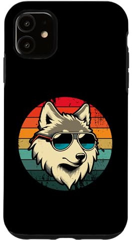 Hülle für iPhone 11 Cooler Retro-Wolf in Sonnenbrille, 70er, 80er, 90er, Neuheit, lustiger Wolf