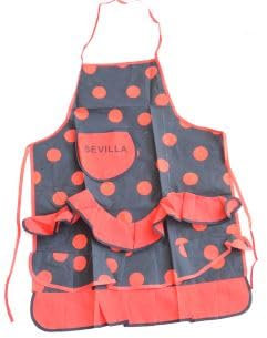 aries boutique (SEVILLE NEGRO) 73CM Delantal de Cocina Estilo Flamenco, Rojo y Negro, Bailaoras de Sevillanas,
