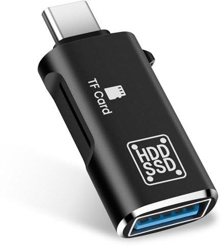 TF Card Reader, Micro SD Card Reader and USB to Type-C Adapter, Type C TF Memory Card Reader Adapter Compatible with Laptops, MacBook, Samsung Galaxy (Black)