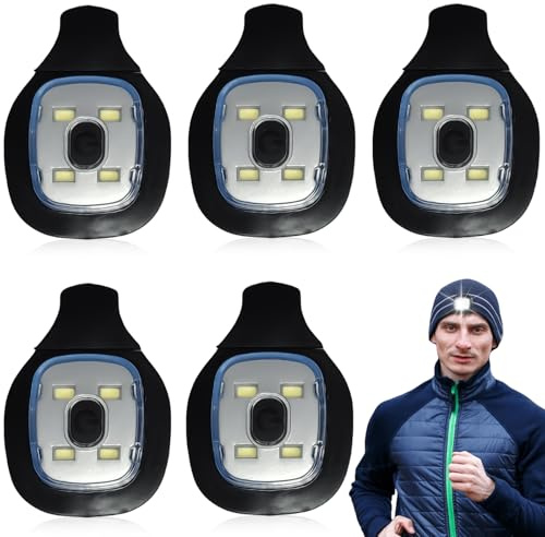 Leikurvo 5x LED Ersatz Leuchten für Beleuchtete Mütze, Wiederaufladbarem Ultrahelle LED Stirnlampe USB Nachladbare Licht für Herren Damen Kinder, Wasserdichte Lichtlampe für Strickkappe Mütze Kappe