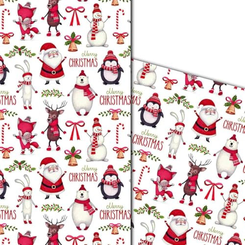 artup 5 Bögen exklusives Weihnachtsgeschenkpapier – edel, fein und lustig mit außergewöhnlichen Motiven – perfekt für stilvolle Geschenke – DIN A2 (42 x 59 cm)