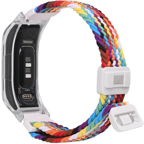 C2D JOY Geflochtenes Nylonband mit Schnellverschluss kompatibel mit Garmin vivosmart 5 Bands Armbanduhr Verstellbar Elastisch Sport Armband-Bunt