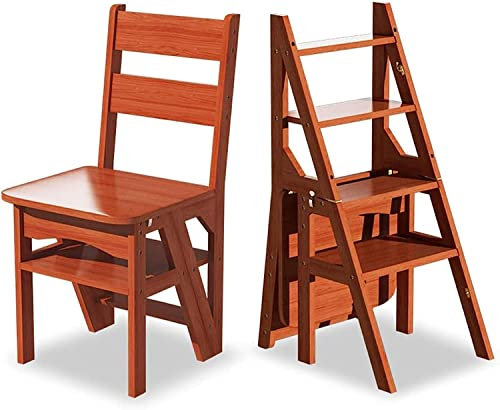 Teleskopleiter aus Holz, 4 Stufen, für Erwachsene, tragbare Küchenleiter mit Schuhbank/Blumenregal