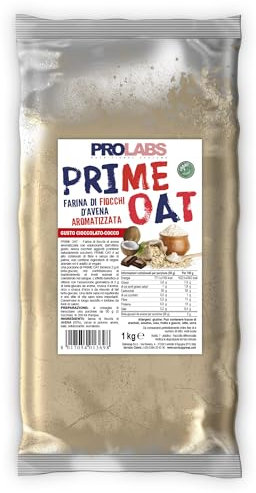 PROLABS - PRIME OAT - Farina di fiocchi d'avena aromatizzata in busta - Cioccolato-Cocco - Ricche di fibra - Senza olio di palma – Vegan