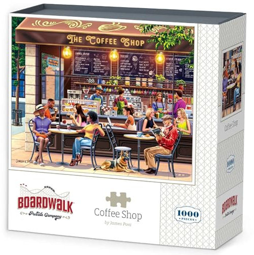 Boardwalk Puzzles Coffee Shop - 1000 Piece Jigsaw Puzzle for Adults, Made in USA