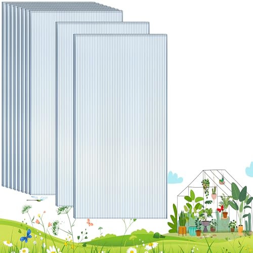 TEOV Polycarbonat Gewächshaus Platten 10Pcs 121x60.5 cm, 4mm Gewächshausplatten, Doppelwandige Transparente PC Dachplatten