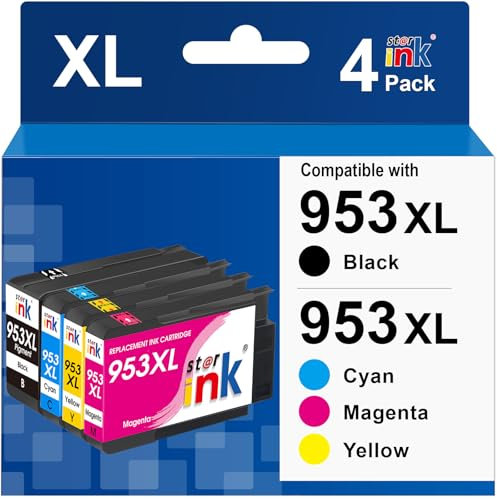 Starink 953XL Multipack Druckerpatronen Kompatibel für HP 953 XL 953XL für HP Officejet Pro 7720 8710 8715 8730 8210 8720 7740 8725 8218 8740 Drucker, Gelb, Schwarz, Cyan, Magenta,4er Pack