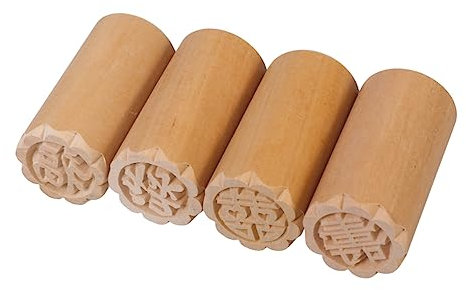 BESPORTBLE 4 Pezzi per Biscotti in Legno - Set di Timbri per e Biscotti Fai da Te - Ideali per Il Festival di metà Autunno e Cottura Creativa in Cucina