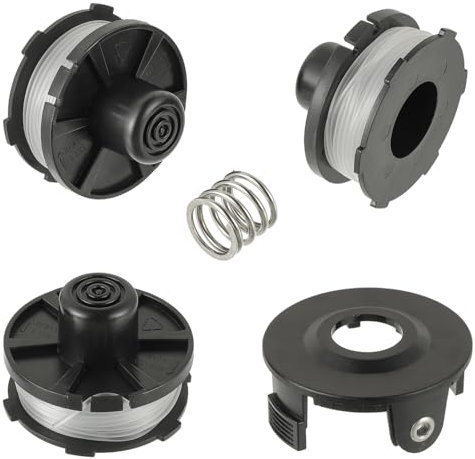 JAMHER 3 Stücke Fadenspulen für Makita 196146-9/195858-1, Länge 8m, Ø1,60mm für Rasentrimmer 18V DUR181Z, DUR181RF, DUR181 mit Spulenabdeckung(3 Spulen+1 Kappe+1 Frühling)