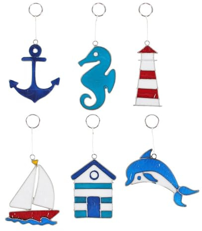 Nautical Suncatchers, 6 Seaside Designs to choose from, Anchor, Seahorse, Lighthouse, Sailboat, Beach Hut, Dolphin, Decorative Window Hangings (Dolphin)