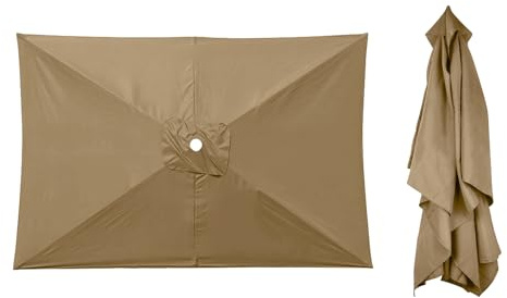 XQZMD Copertura di ricambio per ombrellone rettangolare, in tessuto, con 6 stecche, grande, per esterni, 200 x 300 cm