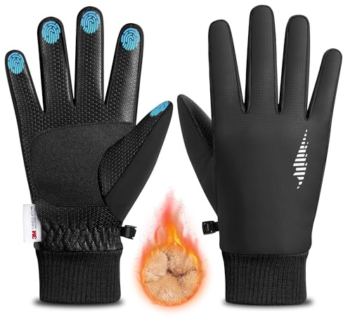 SIMARI Winterhandschuhe Herren Damen Thermo wasserdichte Warme Touchscreen Fahrradhandschuhe Snowboard Ski Outdoor Anti-Rutsch Winddicht Laufen Wandern Plüsch Winter SMRG108(Grauschwarz M)