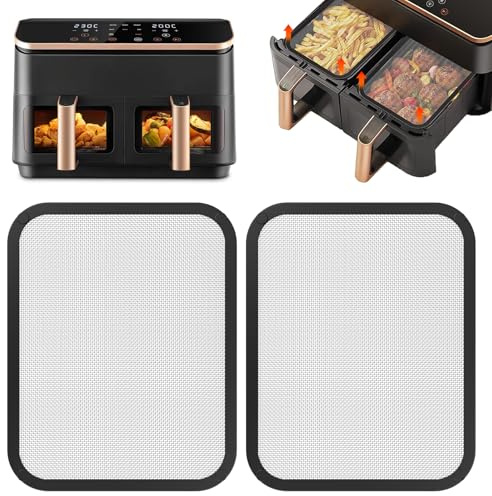 ZOCONE 2 Stück Edelstahl Spritzschutz Kompatibel mit Cosori Airfryer 8,5L/ Dual Blaze TwinFry 10L, Magnetisch Spritzschutz Heißluftfritteuse Fettspritzschutz Airfryer Zubehör Spritzschutzgitter