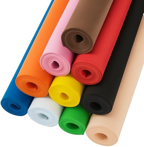 10 Rollen 10 Farben EVA Foam Cosplay, Do²ping EVA Schaumstoff 2mm, 34x124.5cm mit hoher Dichte 86kg/m3 für Carft Kostüm DIY Projekt (2mm 10Farben)