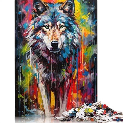 Wolf-Gemälde-Poster-Puzzle für Erwachsene, 1000 Teile, 38 x 26 cm / 1000 Teile