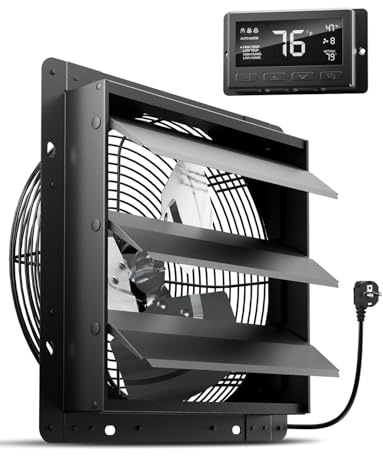HG Power 300 mm Abluftventilator mit Temperatur und Feuchtigkeitsregler Intelligent Industrie Wandventilator 1650m³/h EC-Motor Wandlüfter für keller Garage küche Gewächshaus