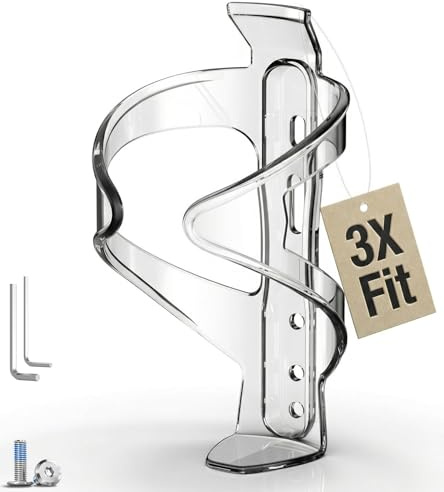 MYFOREST Bike Water Bottle Holder Kit for Metal Bottles, Optimized Size | 3 Mounting Sets, Larger Size for Larger Bottles like Camelbak, Universal Fit Too, with All Tools, 'Crystal Clear, L'