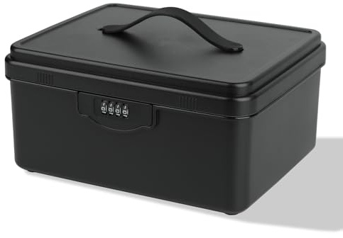 Abschließbare Box mit Zahlenschloss, 9L Medikamentenbox mit Griff Verschließbare Box, Doppellagig Kunststoff Aufbewahrungsbox für Medikamente, Geldkassette, Handy, Kühlschrank Safe, 26x21.6x12.6cm