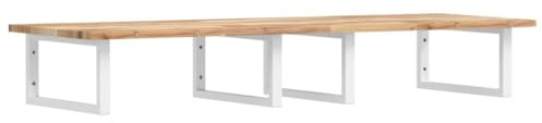 vidaXL Waschtischplatte mit Halterung, Holzplatte Waschtischkonsole Wandmontage, Waschbeckenplatte Wandkonsole Wandregal, Stahl Massivholz Akazie