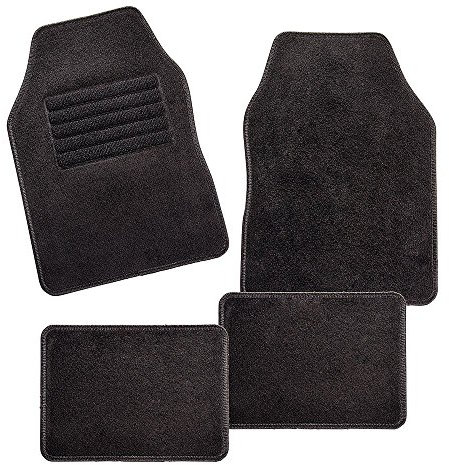 CarFashion 257704 Misano, Universal Auto Fußmatte Velour, Automatte für Fast alle Auto, 4-teiliges Fussmatten Set mit schwarzer Einfassung