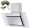 SIA AGL91SS 90cm Angled Stainless Steel And Glass Chimney Cooker Hood Kitchen Extractor Fan With LED Lights And 3m Flexible External Ducting Kit