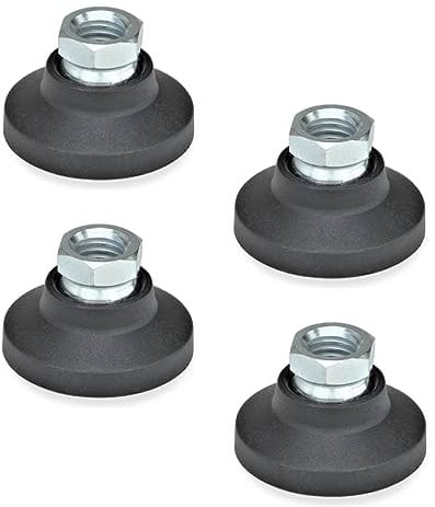 Ganter Normelemente GN 343.3-60-M12-A 3-60-M12-A-Gelenkfüße mit Gewindebuchse, Schwarz, Gewinde d2: M12, 4 Stück