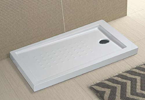 Piatto doccia in acrilico bianco ultraflat h.5cm completo di piletta scarico MILO (80x80 cm)
