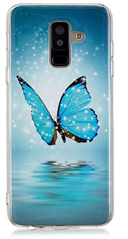 DasKAn Leuchtend Silikon Hülle für Huawei Mate 20 Lite,Fluoreszierend Licht im Dunkeln Blau Schmetterling Bunt Muster Ultra Dünn Weich Gummi Rückseite Handytasche Stoßfest Flexibel TPU Schutzhülle,#3