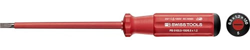 PB Swiss Tools Schlitz VDE Schraubendreher PB 5100.5-150 | 100% Swiss Made | einzelner Elektro Schraubendreher isoliert bis 1000V AC / 1500V DC