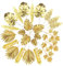 QAQGEAR 24Pcs Foglie Artificiali Oro 8 Tipi Foglie di Palma Piante Tropicali Dorate Foglie di Palma Foglie finte per Matrimonio Compleanno Festa a Tema Casa Decorazioni Fai da Te Forniture